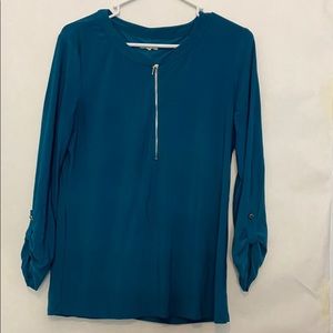 Ava James Blue Zipper Top